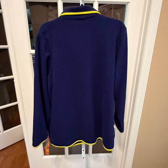 Susan Graver Weekend Blue Fleece Jacket with‎ Yellow Trim - Picture 3 of 3